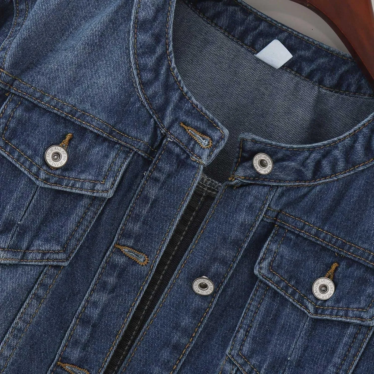 2023 Womens Denim Jackets Trendy Button Up Shacket Fall Spring Long Sleeve Jean Coats with Pockets Fashion Denim Coat