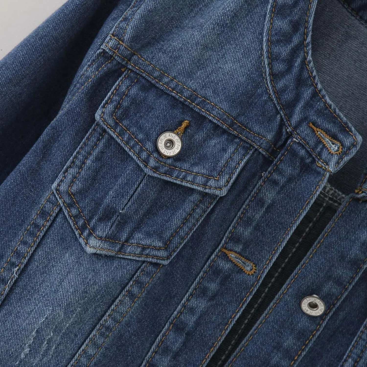 2023 Womens Denim Jackets Trendy Button Up Shacket Fall Spring Long Sleeve Jean Coats with Pockets Fashion Denim Coat