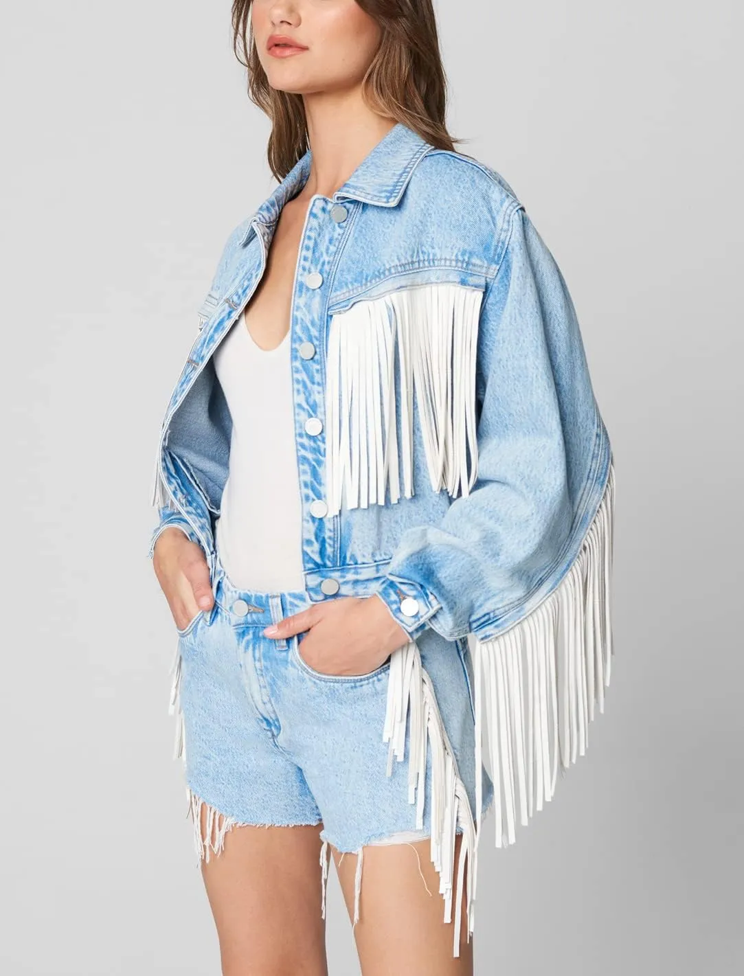 [BLANKNYC] Womens Luxury Clothing Denim Trucker JacketLuxury Clothing Denim Trucker Jacket