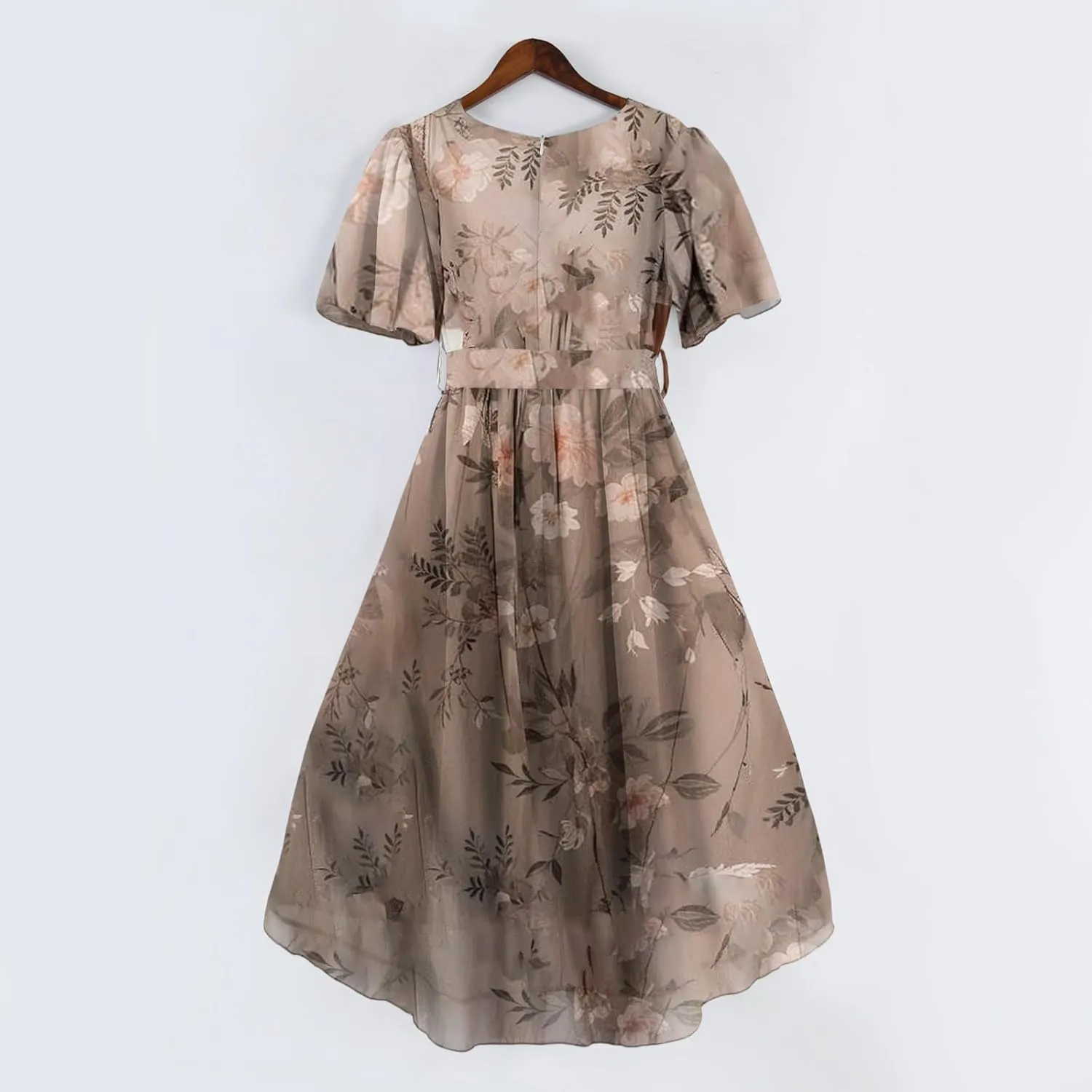 Chiffon Dresses for Women Summer Sexy Wrap V Neck Cocktail Party Dresses Floral Print Flowy Wedding Guest Midi Dress