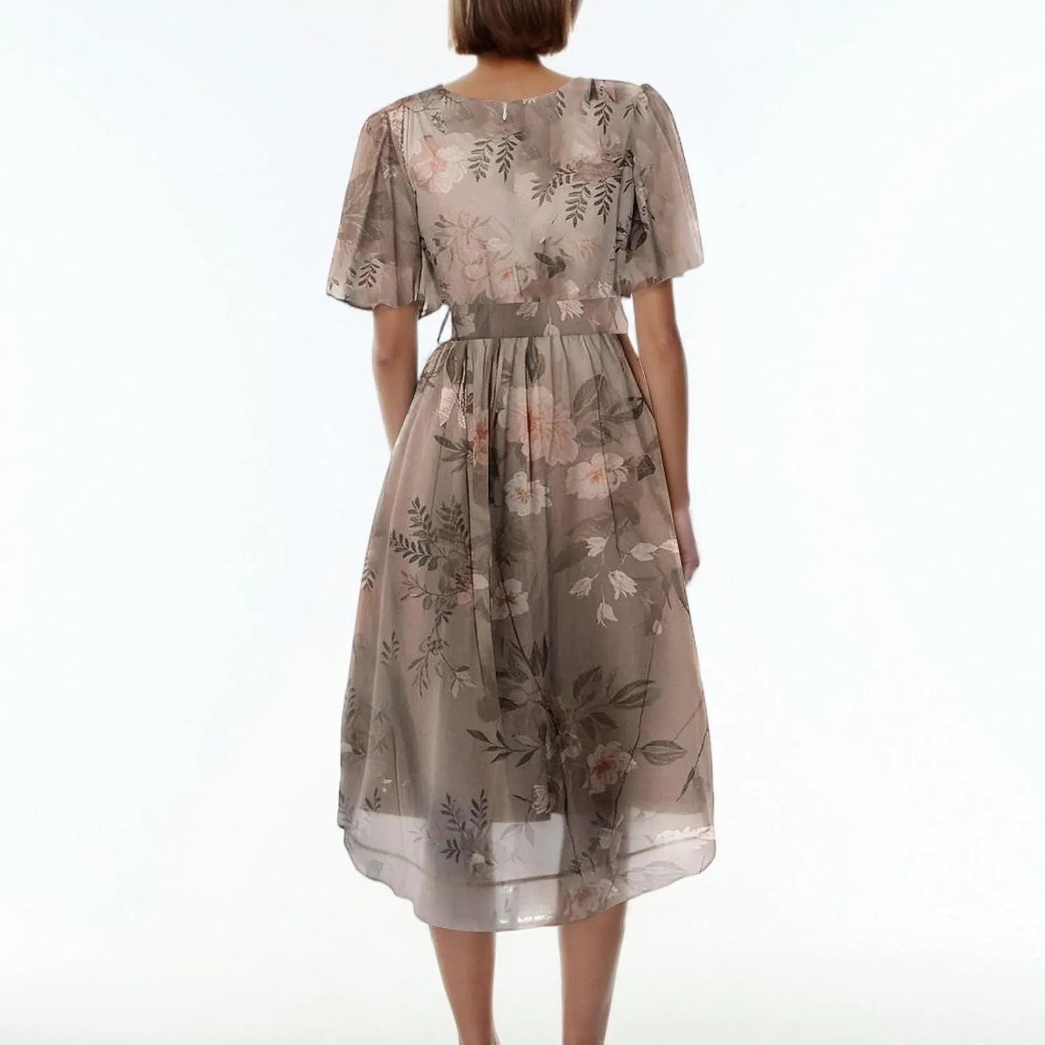 Chiffon Dresses for Women Summer Sexy Wrap V Neck Cocktail Party Dresses Floral Print Flowy Wedding Guest Midi Dress