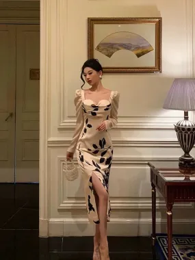 Classy Sheath Sweetheart Floral Satin Prom Dresses Birthday Outfits Evening Gown SD, LTP3606
