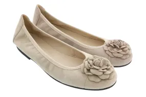 Daniela Fargion Taupe Suede Camelia Toe Flat Suede Ballerina Shoes-