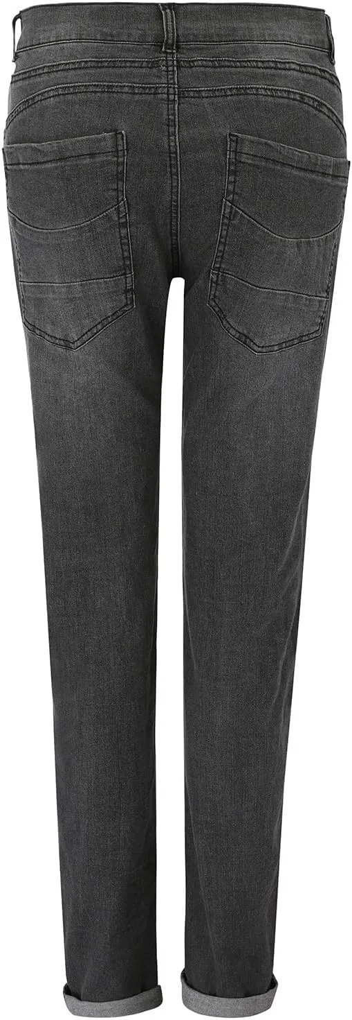 Distressed Jeans for Women Slim Straight Cuffed Crop Jeans Mid Waist Stretchy Washed Cute Boyfriend Denim Pants