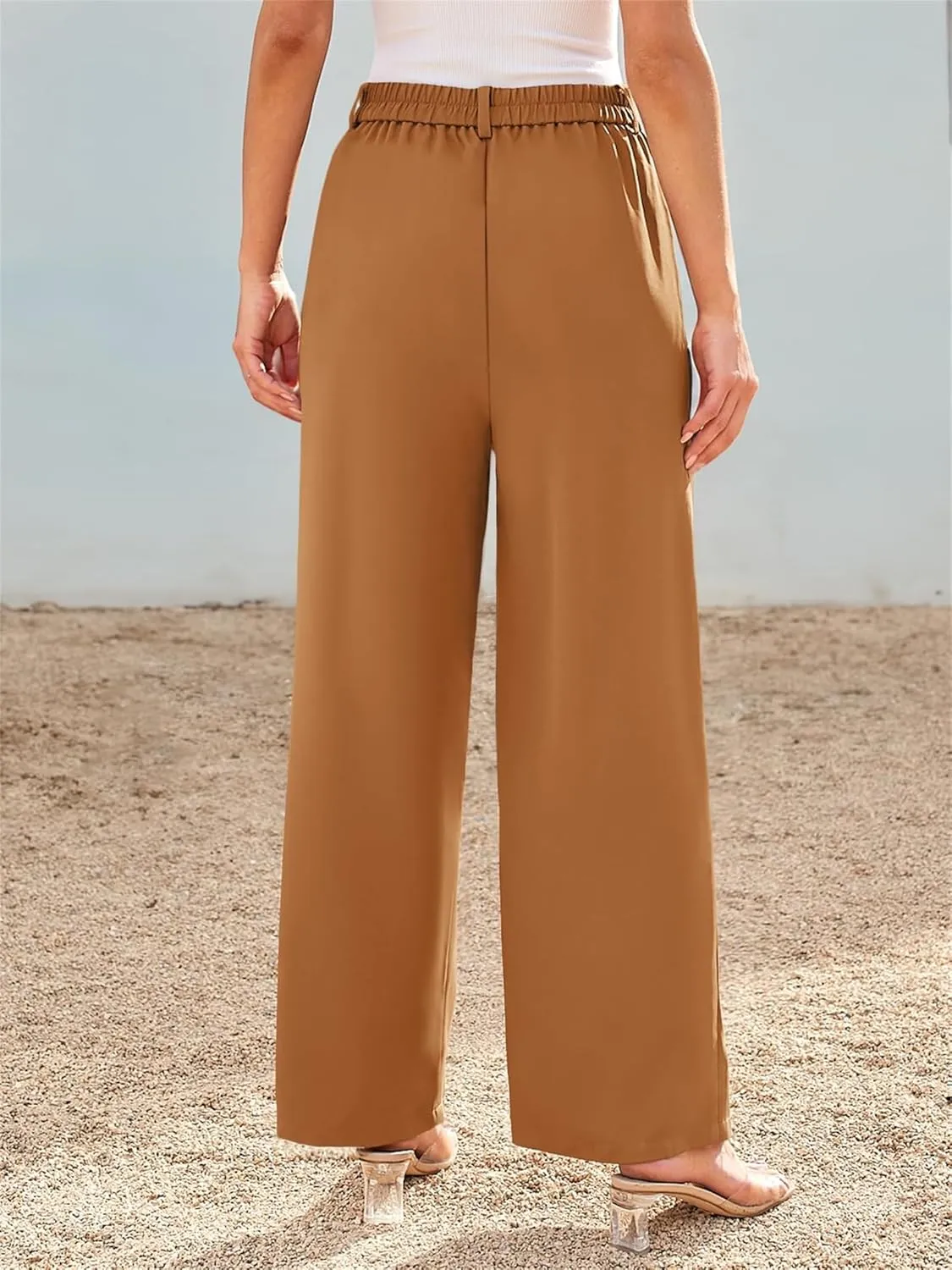 Dress Pants for Women,Women's Wide Leg Pants High Elastic Waisted Business Work Trousers Long Straight Suit Pants