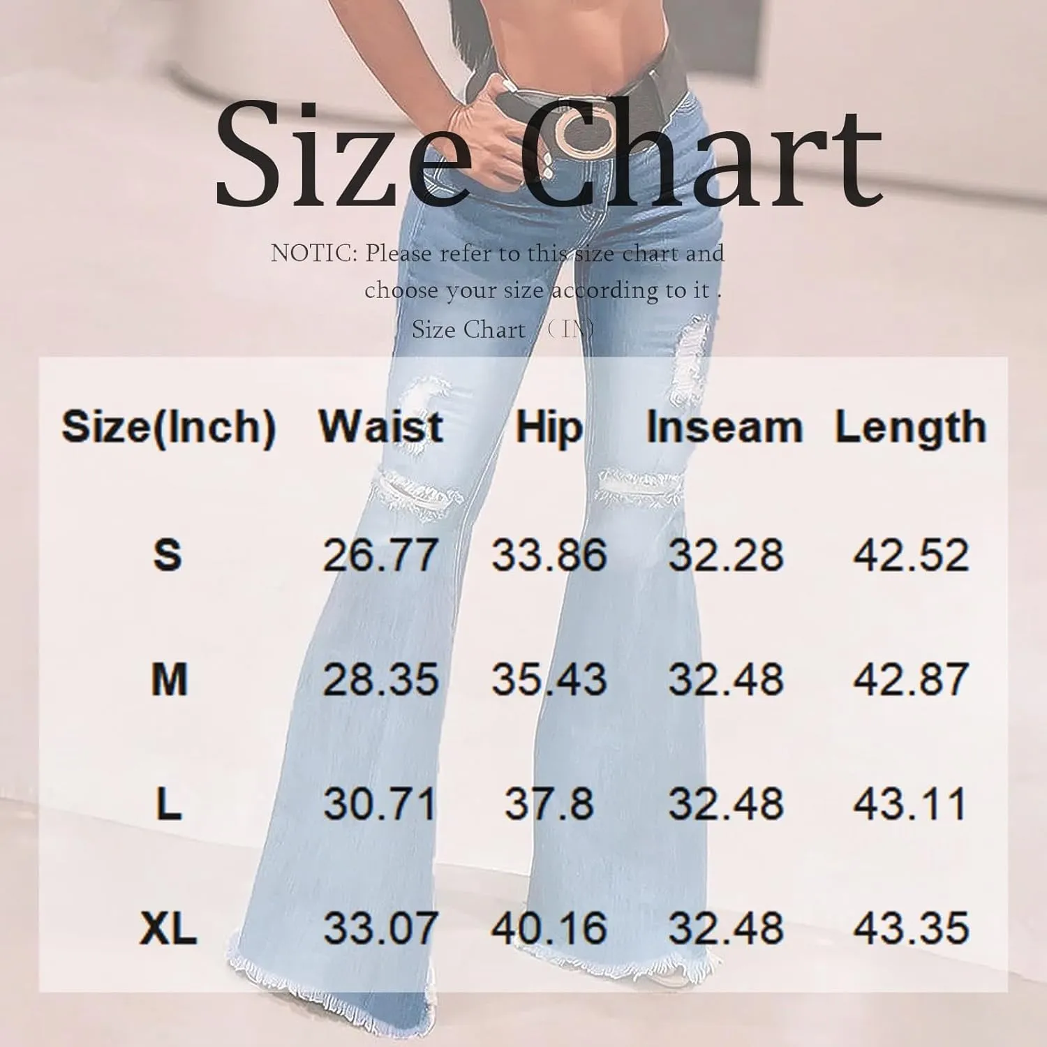 Flare Jeans for Women Plus Size Ripped Skinny Raw Hem Stretchy High Waisted Denim Bootcut Bell Bottoms with Pockets