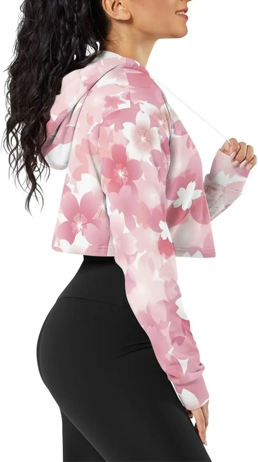 Flashideas Crop Top Long Sleeve Casual Workout Oversized Crop Tops Fashion Hoodies Short Version