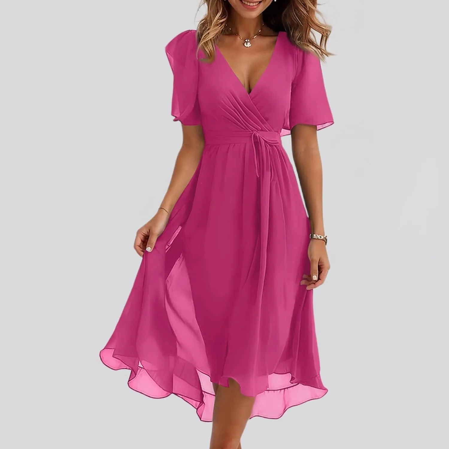 Floral Maxi Dresses for Women 2025 Summer Long Chiffon Elegant Flowy Dresses Spring Casual Wedding Guest Dress