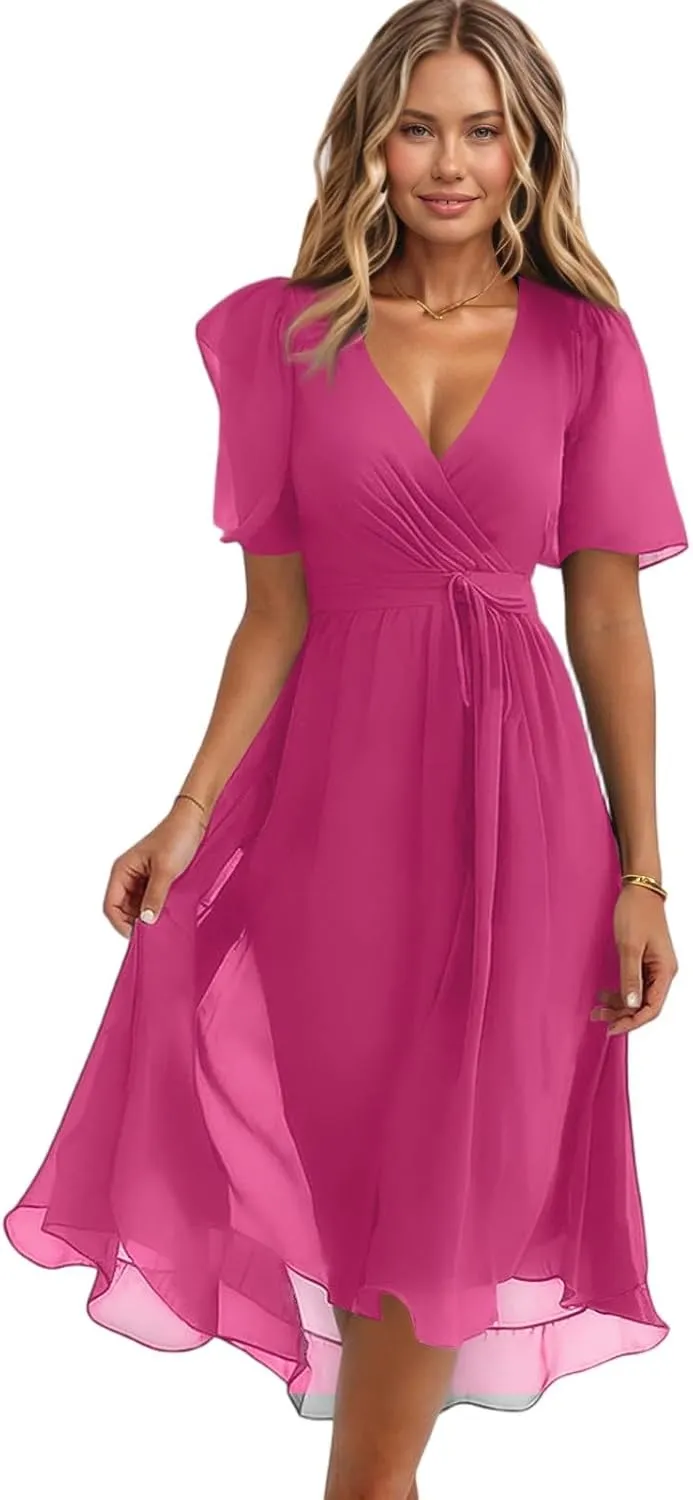 Floral Maxi Dresses for Women 2025 Summer Long Chiffon Elegant Flowy Dresses Spring Casual Wedding Guest Dress