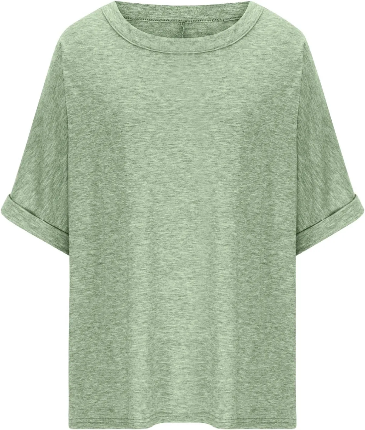 JOAU Women's Oversized T-Shirt Summer Casual Loose Fit Rolled Short Sleeve Round Neck Basic Tops Workout Gym Tee Shirts