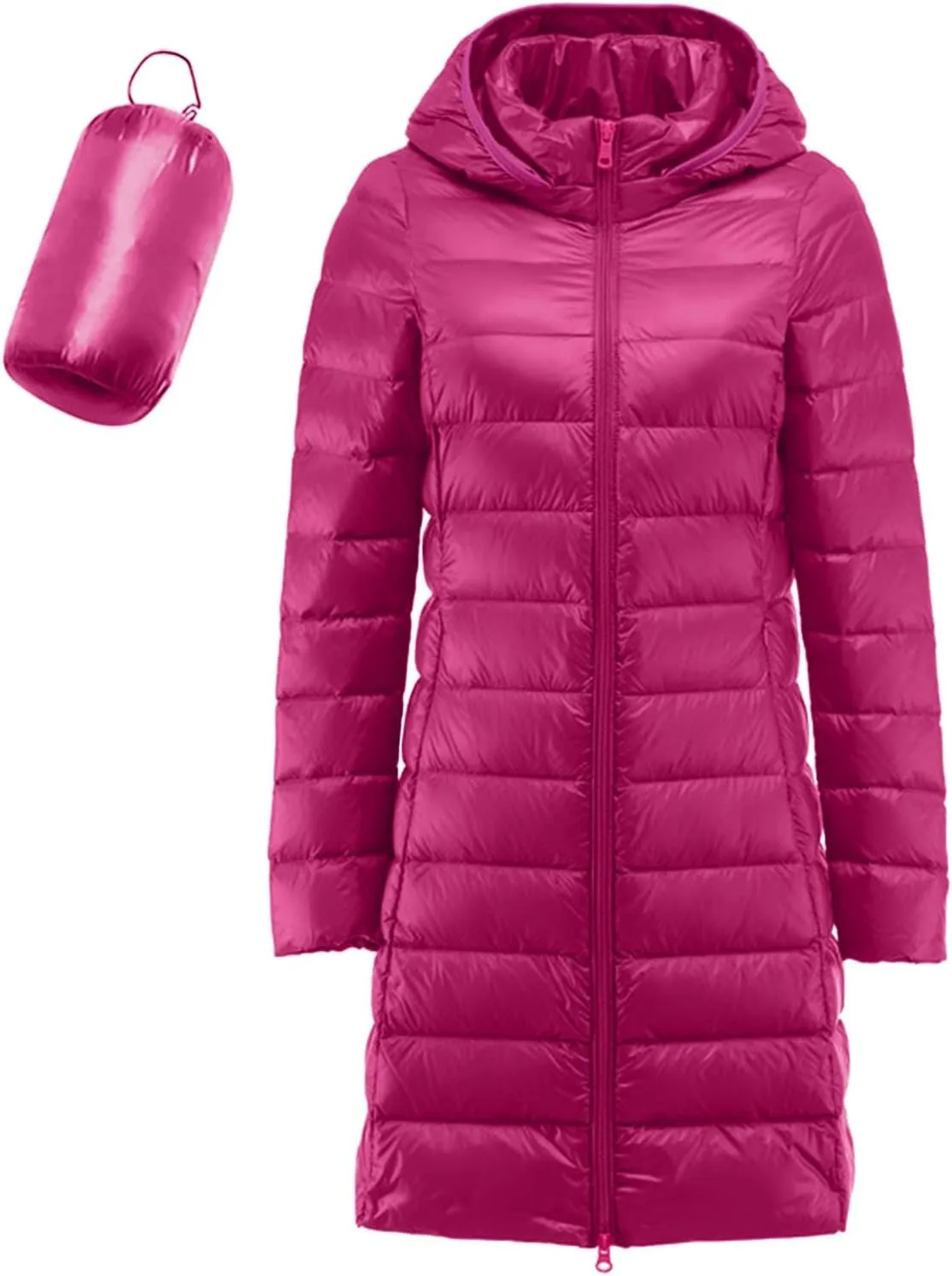 Long Puffer Jacket for Women Ultra Light Down Packable Hooded Coat 2024 Winter Warm Packable Down Jacket Trendy