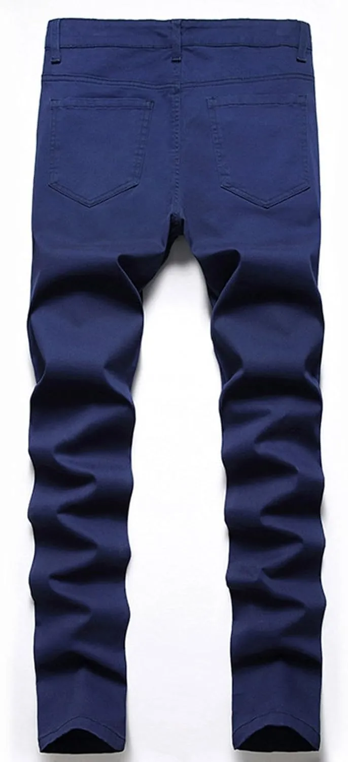 Mens Jeans Slim Fit Athletic Fit Jeans Ripped Distressed Holes Loose Embroidery Hip Hop Denim Pants Oversized Pants