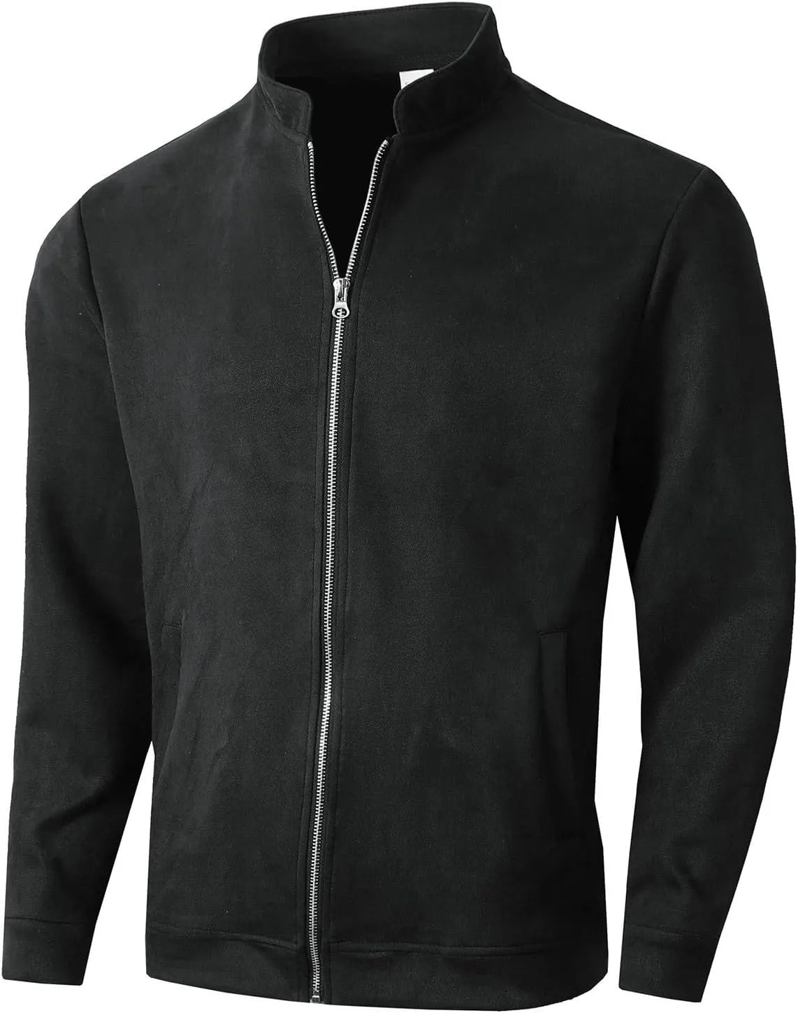 NATHGAM Mens Faux Suede Bomber Jacket Full Zip Vintage Lightweight Trucker Coat Golf Baseball Soft Business Work Slim Jackets