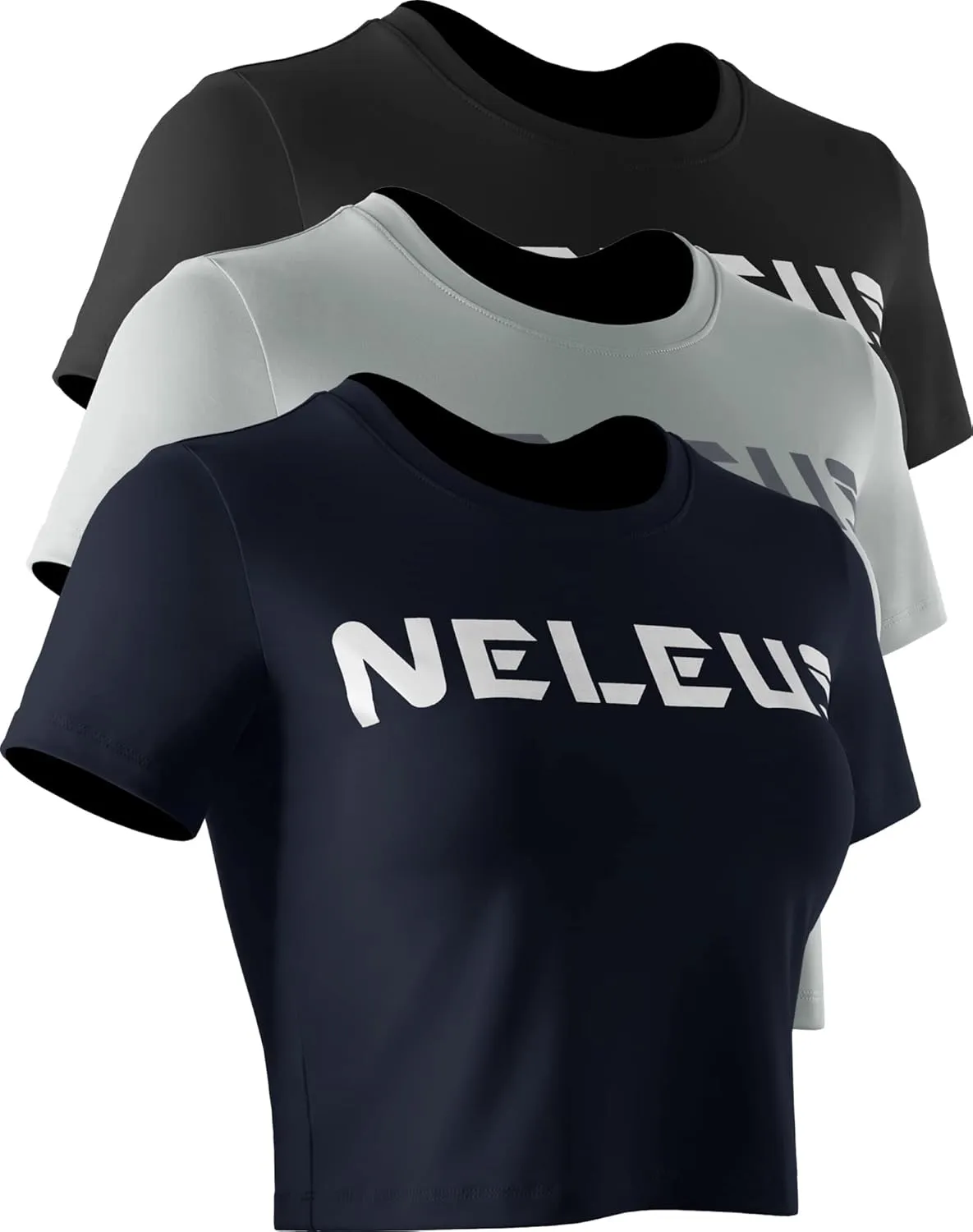 NELEUS Women's Running Crop Tank Tops Dry Fit Workout Athletic Crop Shirts Pack of 3