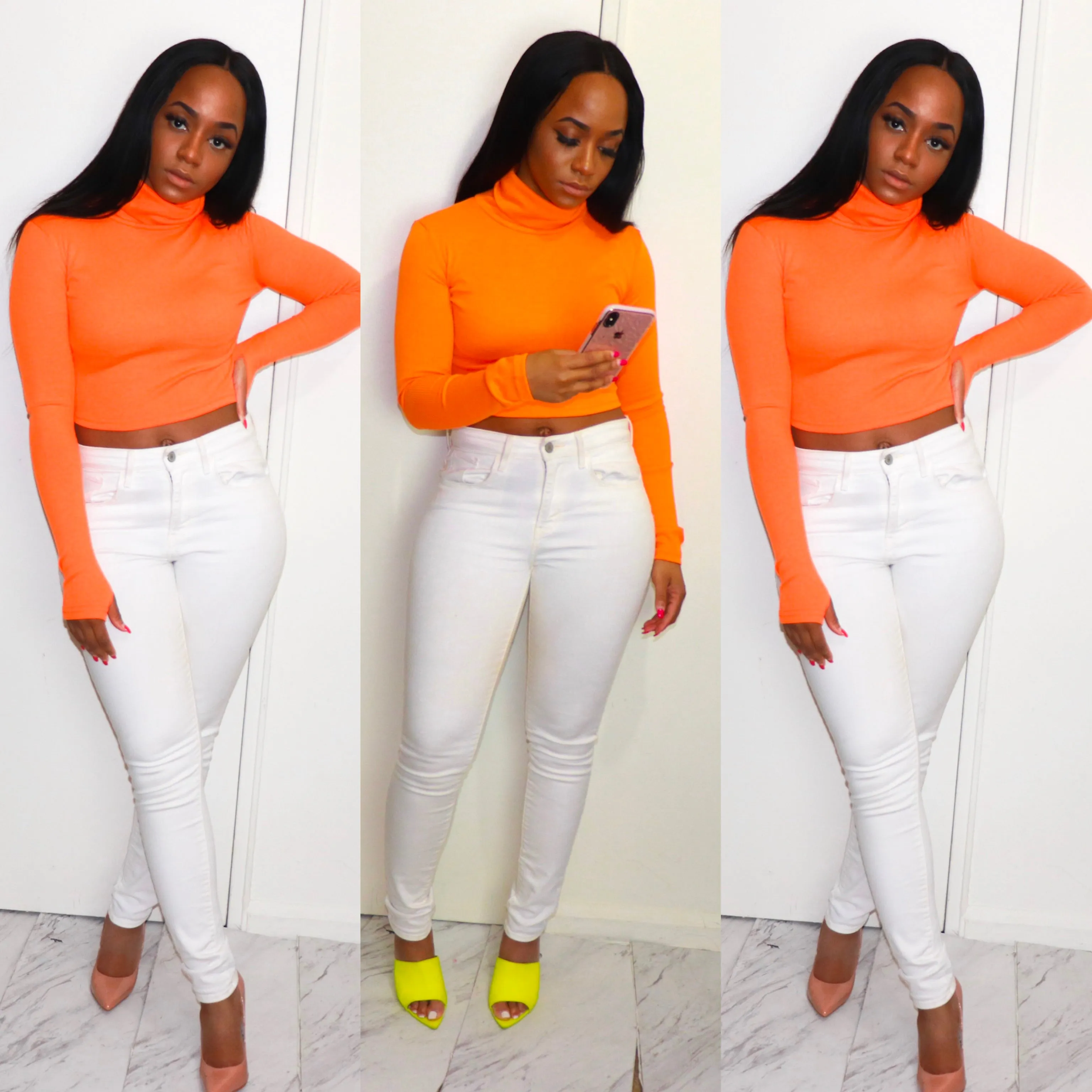 Neon Turtleneck Crop