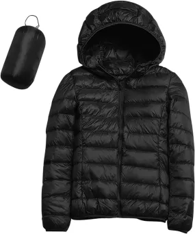 Packable Puffer Jacket Women Lightweight Short Down Jackets Winter Trendy Slim Fit Hooded Bubble Coat Light Puffer Jackets