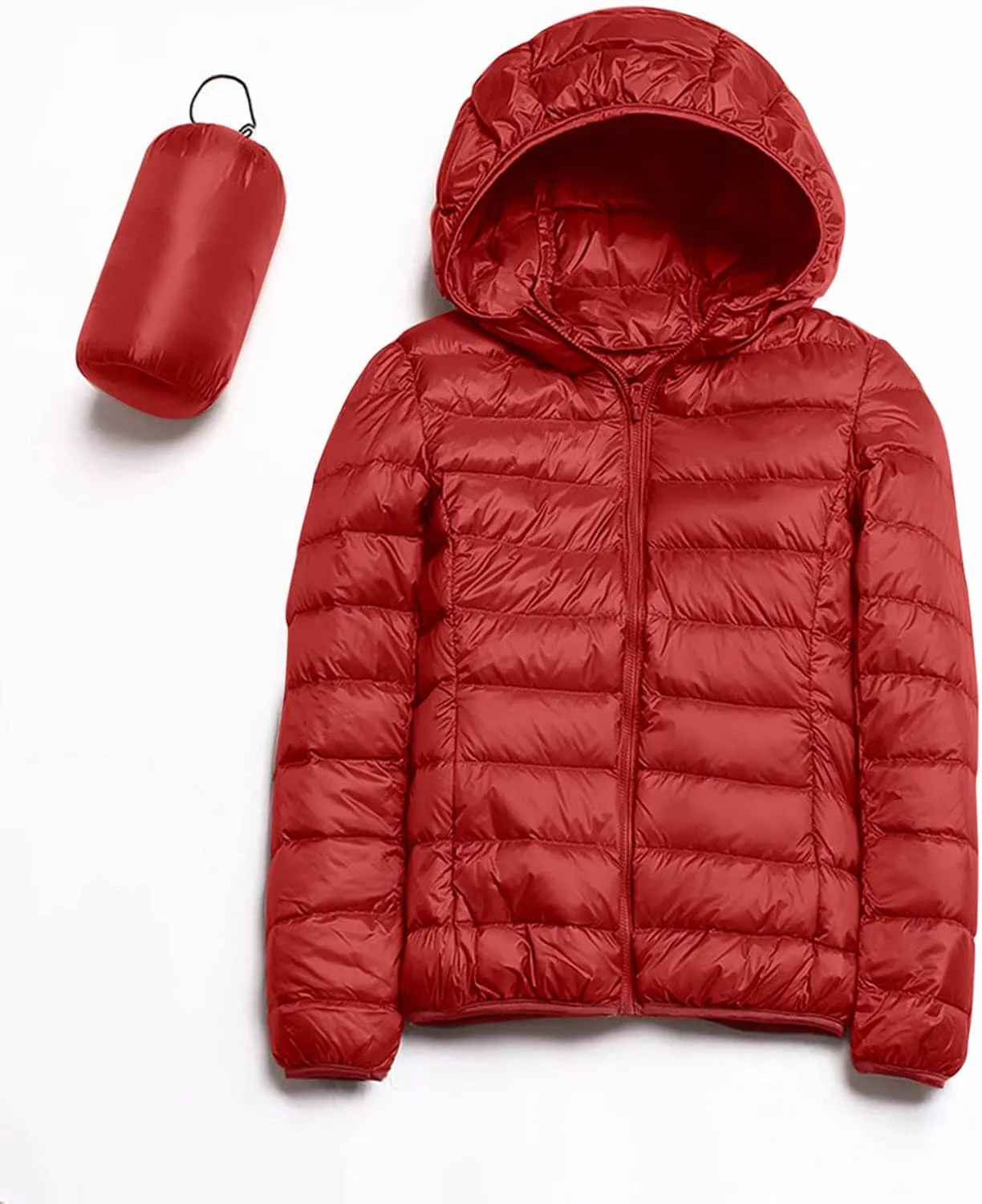 Packable Puffer Jacket Women Lightweight Short Down Jackets Winter Trendy Slim Fit Hooded Bubble Coat Light Puffer Jackets