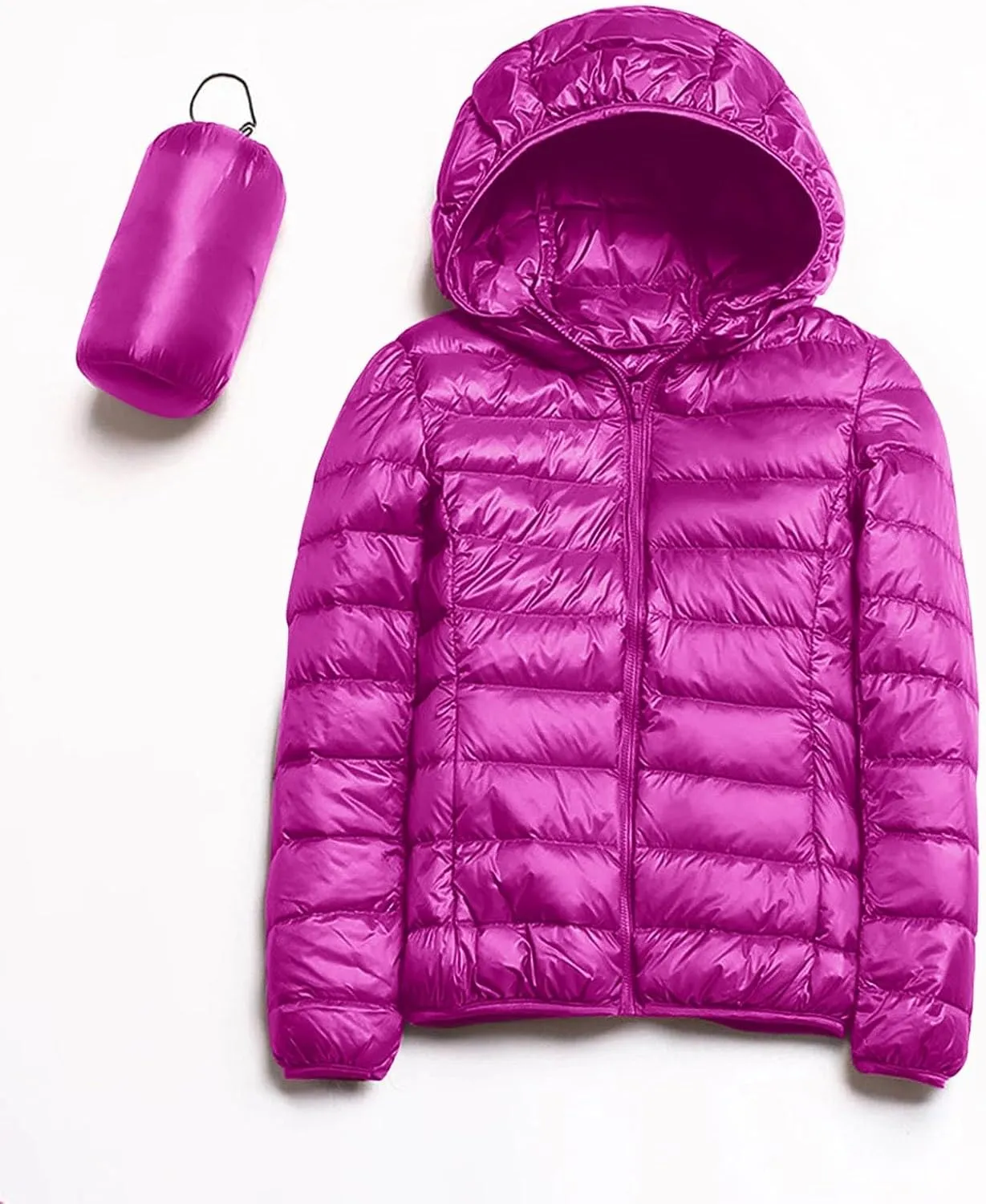 Packable Puffer Jacket Women Lightweight Short Down Jackets Winter Trendy Slim Fit Hooded Bubble Coat Light Puffer Jackets