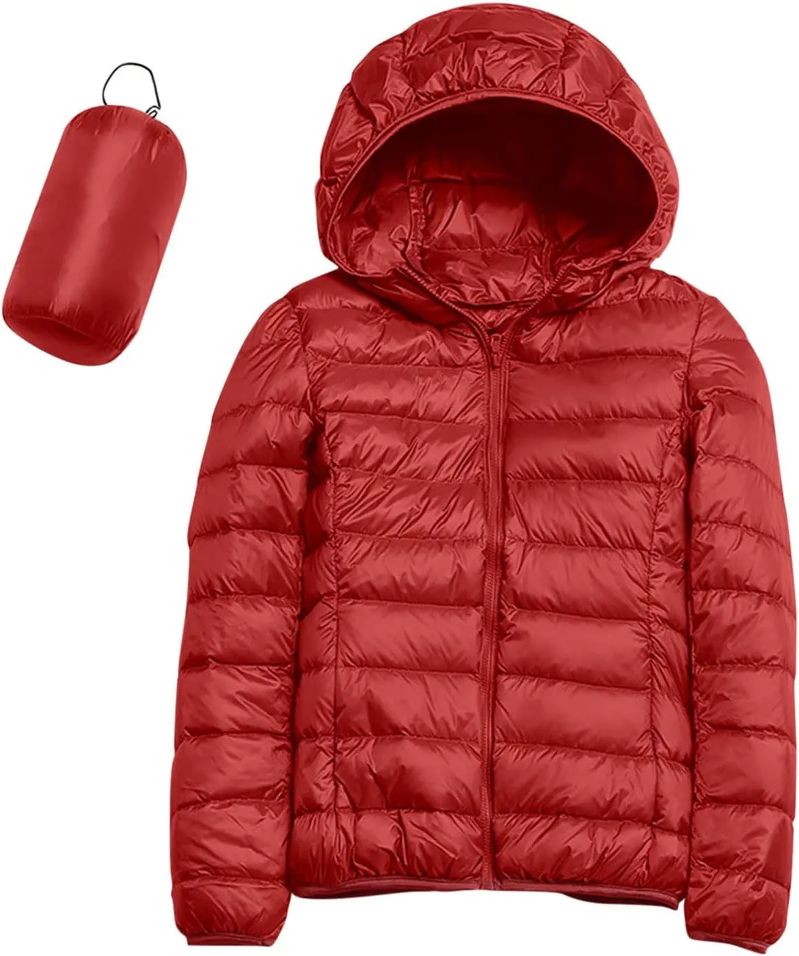 Packable Puffer Jacket Women Lightweight Short Down Jackets Winter Trendy Slim Fit Hooded Bubble Coat Light Puffer Jackets
