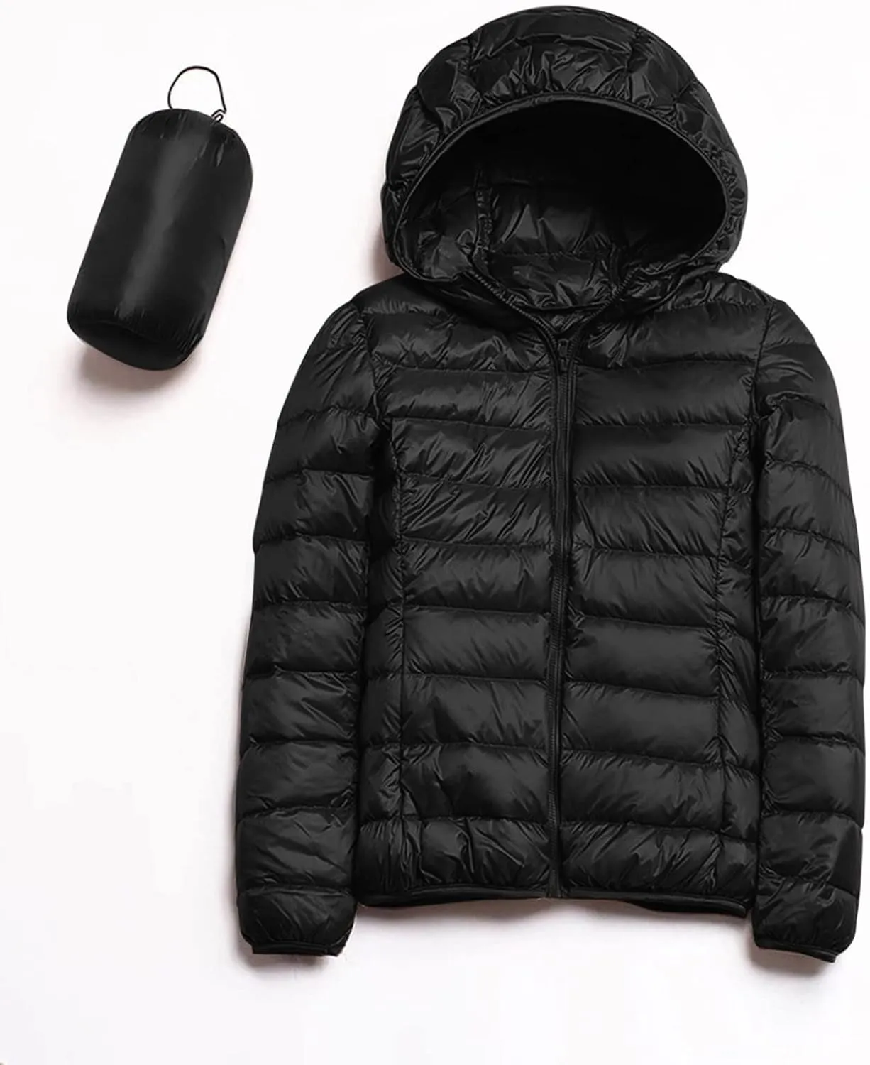 Packable Puffer Jacket Women Lightweight Short Down Jackets Winter Trendy Slim Fit Hooded Bubble Coat Light Puffer Jackets