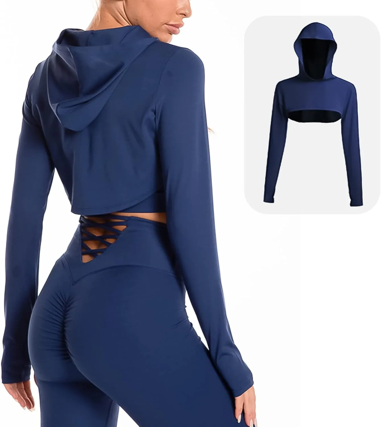 SEAUR Women's Cut Out Long Sleeve Crop Tops Super Cropped Sweatshirt Workout Athletic Yoga Gym Crop Top Pullover Activewear
