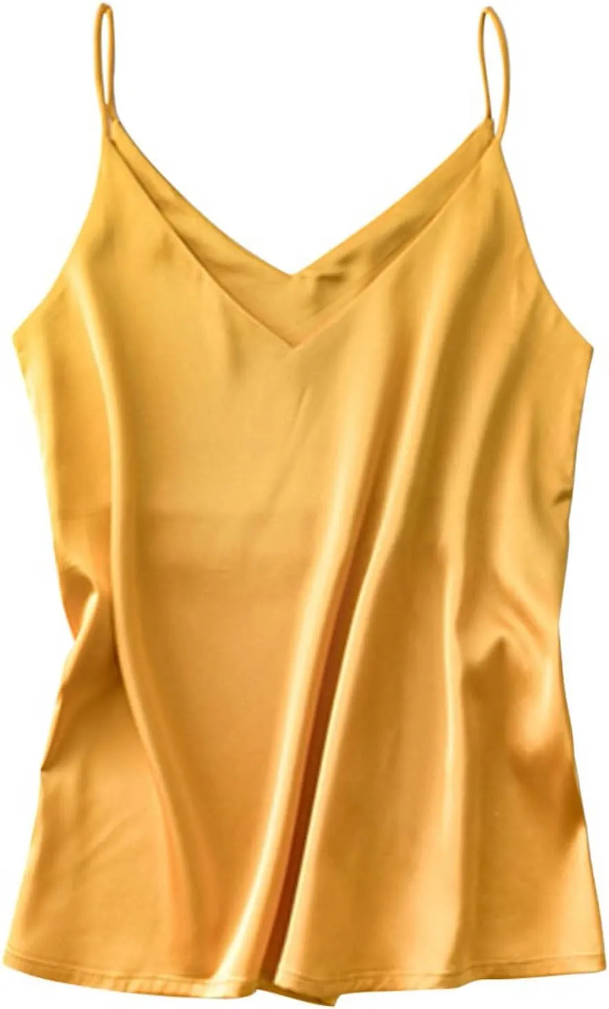 Silk Camisole Tops for Women Casual V Neck Satin Tank Top Comfy Spaghetti Strap Summer Blouses Basic Cami