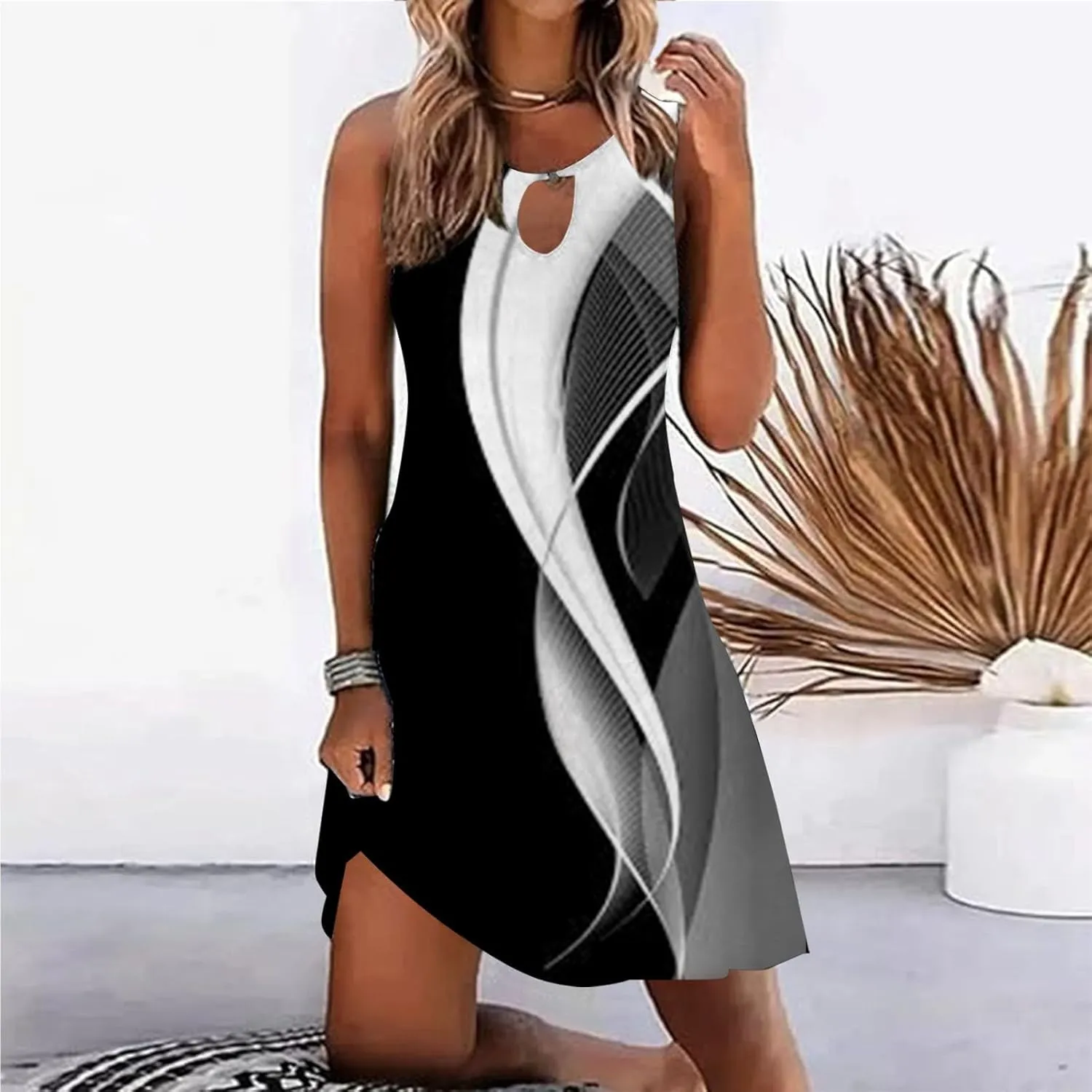 Sundresdes for Women Sun Dresses for Women 2025 Vacation Beach Casual Summer Sundresses Sleeveless Tank Short Boho