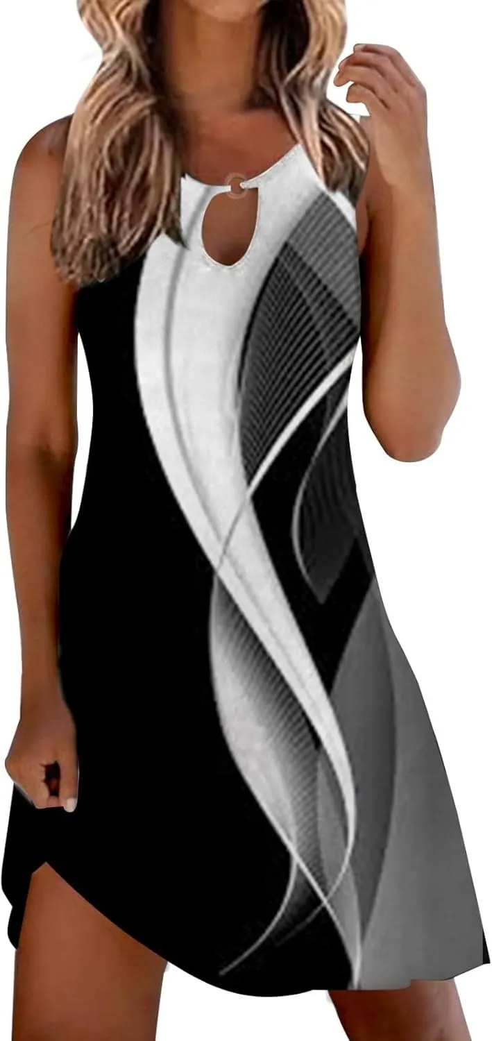 Sundresdes for Women Sun Dresses for Women 2025 Vacation Beach Casual Summer Sundresses Sleeveless Tank Short Boho