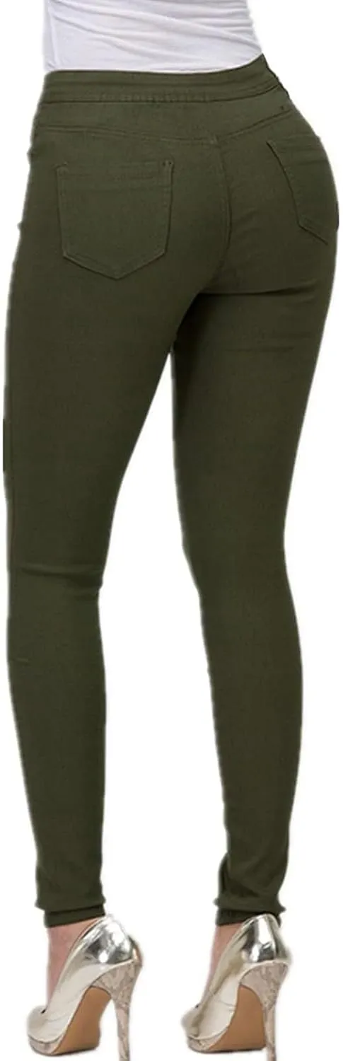 Womens Curvy Skinny Jeans Trendy Stretch Sculpting Slim Fit High Waist Pull On Jean Pants Tummy Control Denim Jegging