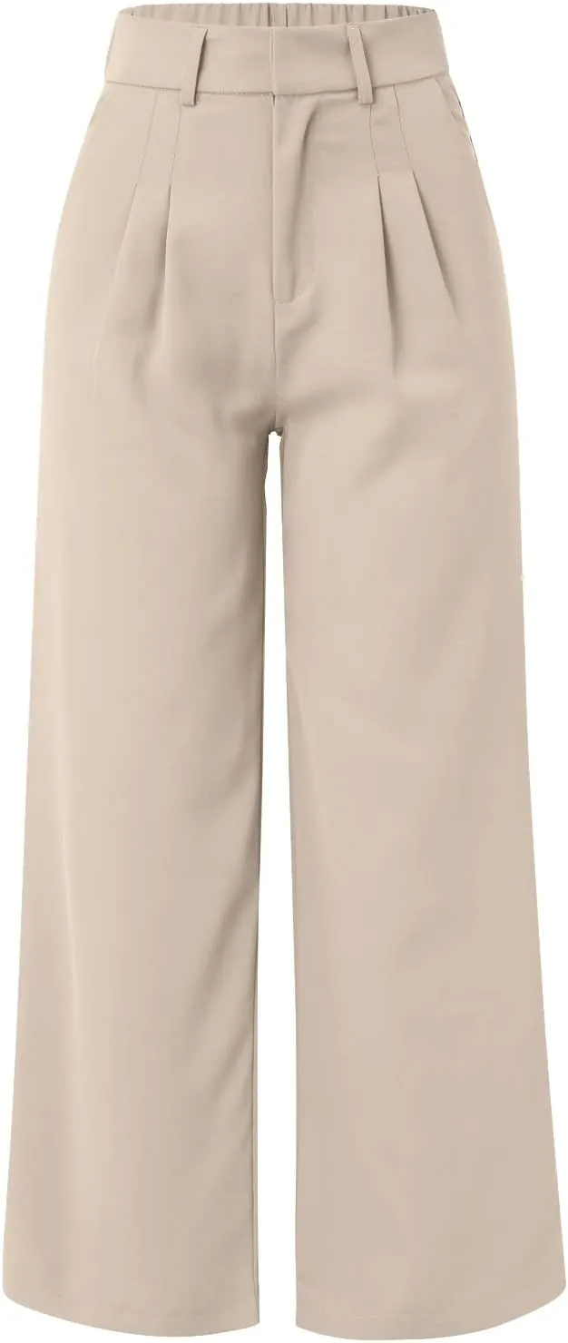 Womens Linen Blend Summer Loose Pants Elastic Waist Long Lounge Slim-Fit Palazzo Lounge Pants Beach