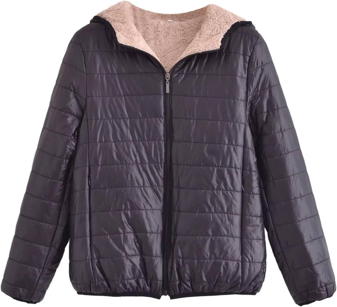 Women's Quilted Winter Coats 2024 Winter Short Hooded Warm Padded Puffer Jacket Fleece Lined Down Jacket with Pockets