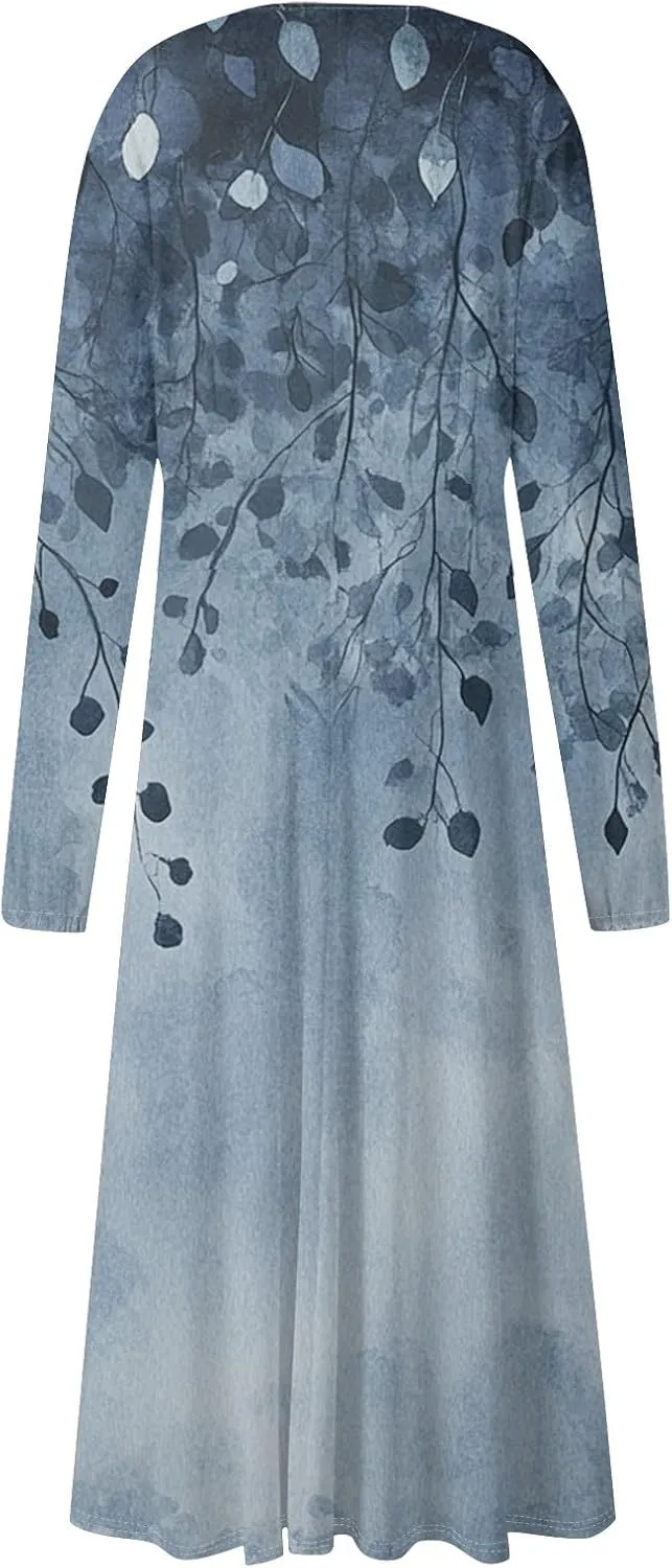 Womens Spring Dresses 2025 V Neck Long Sleeve Midi Work Casual Vacation Summer Western Curvy Dress