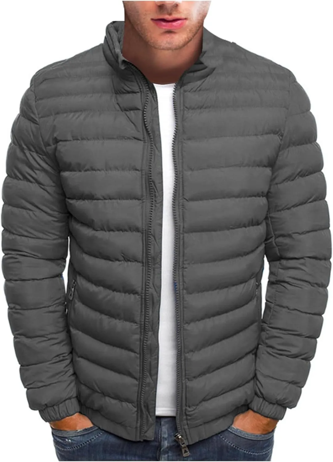 Ymosrh Men's Light Puffer Jacket Winter Coats Water-Resistant Lightweight Packable Jacket Casual Outerwear Jacket, M-2XL