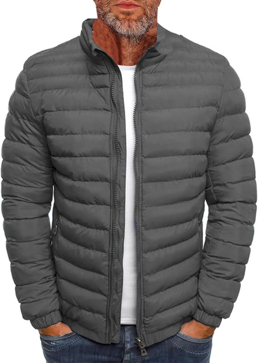 Ymosrh Men's Light Puffer Jacket Winter Coats Water-Resistant Lightweight Packable Jacket Casual Outerwear Jacket, M-2XL